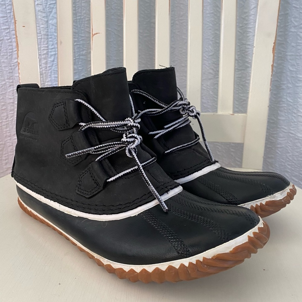 Sorel Out & About Rain Winter Boot Black White